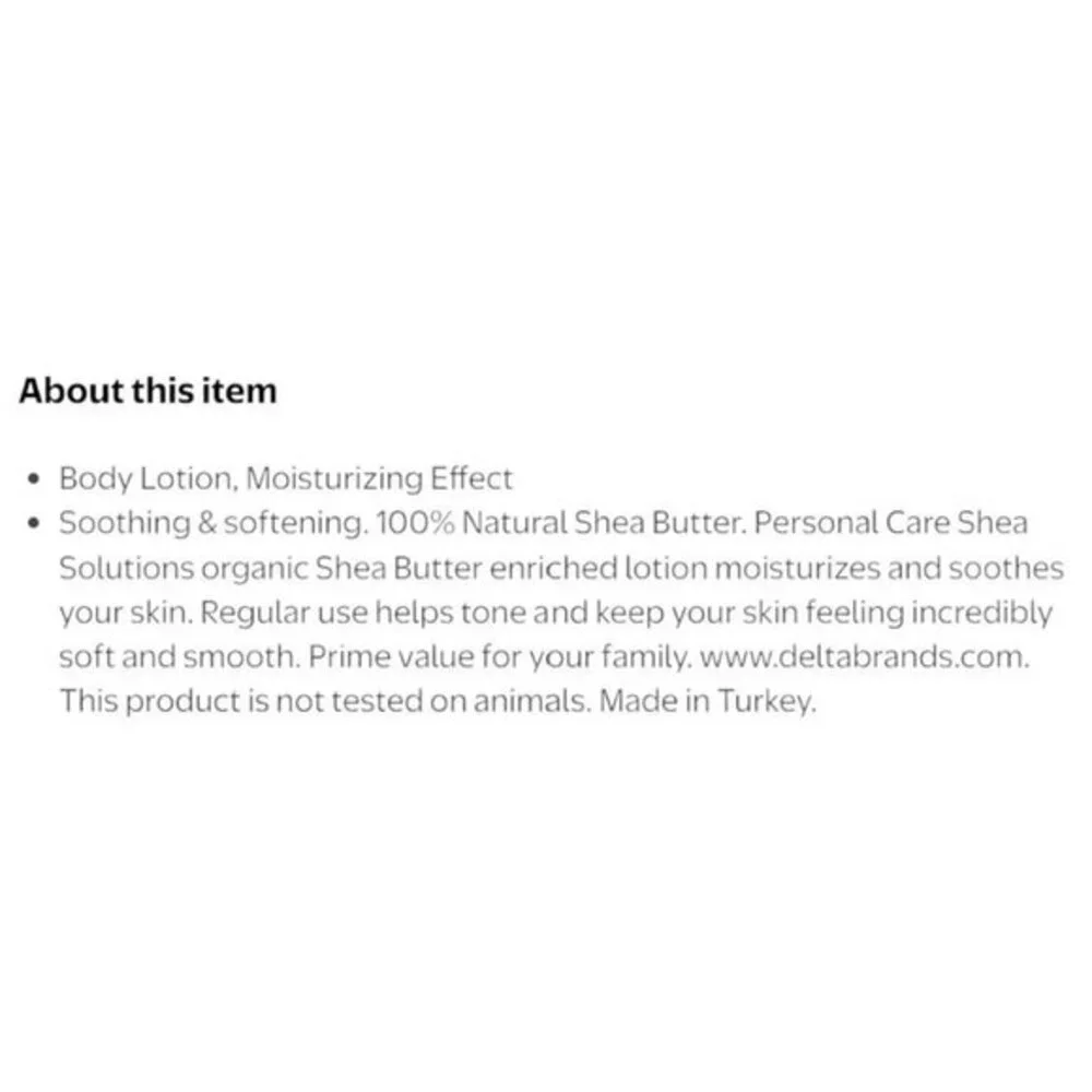 Shea Solutions Natural Shea Butter Body Lotion Soothes & Softens Skin 12‎ oz NEW